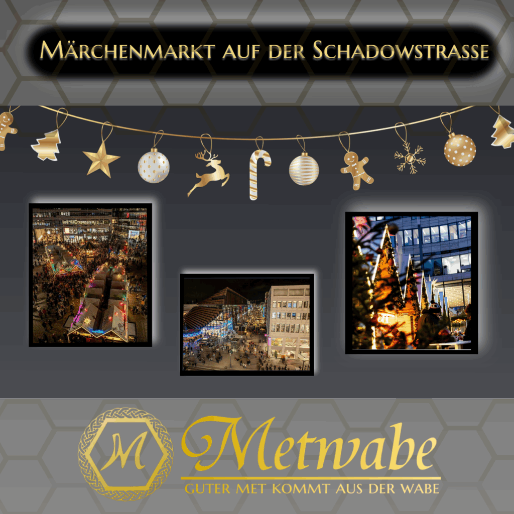 Stimmungsvolle Bilder am Abend von dem Märchenmarkt Schadowstraße