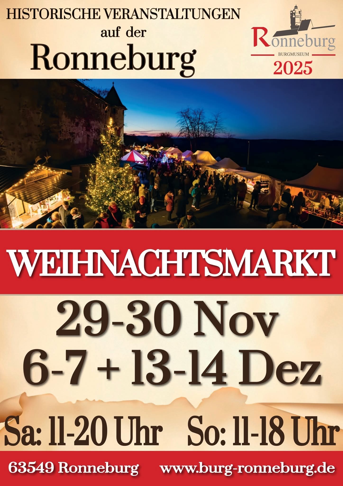 Flyer vom historischen Weihnachtsmarkt auf der Ronneburg