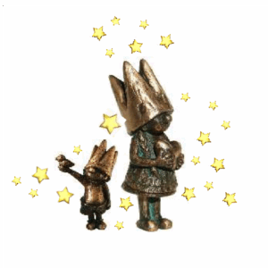 Zwei Könige aus Metall umringt von Zaubersternen