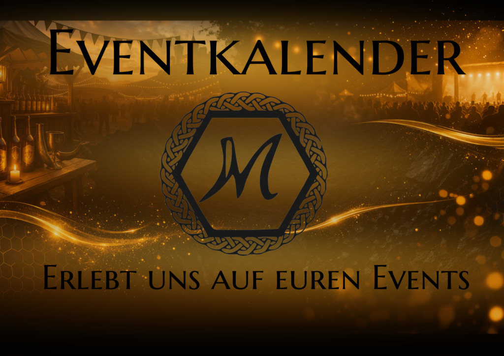Eventkalender des Unternehmen der Metwabe mit dem Spruch: Erlebt uns auf euren Events. Das Bild ist in verschiedenen Gold-Tönen und Schwarz gehalten. Zu sehen sind verschiedene Situationen auf einer Veranstaltung.