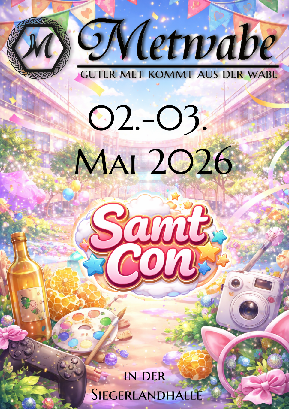 Flyer für die Samt Con 2026 am02.-03. Mai in der Siegerlandhalle